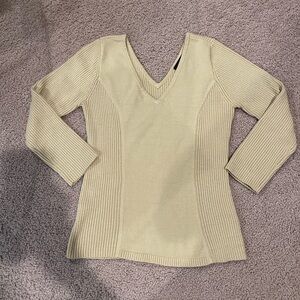 Women's (junior) TALSEOL Tan V-neck 3/4 long sleeve sweater  inner top